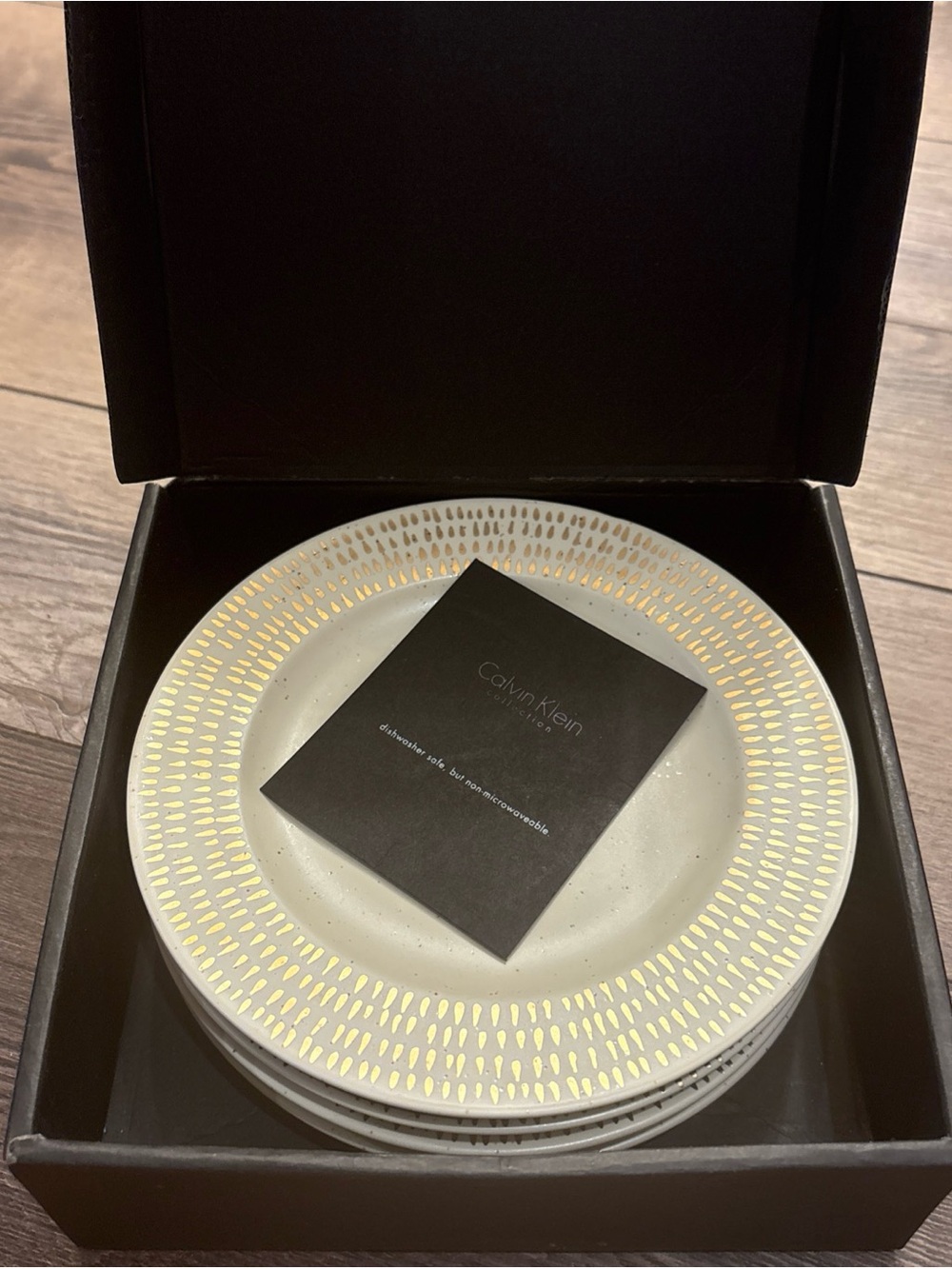 Calvin Klein Gold Accent White Dessert Plates - Set